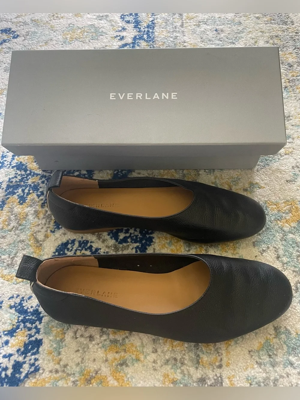 Everlane Women's The Day Glove Black Italian Leather Slip-On Ballet Flats w/box
